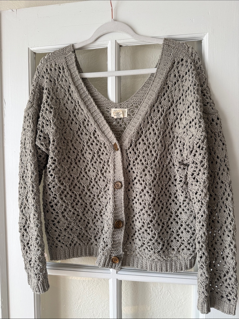 Artelier Nicole Miller Open Knit V-Neck Cardigan Sweater